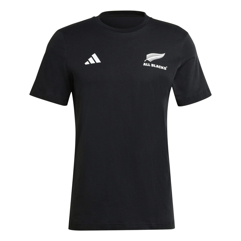 Maglietta ufficiale da rugby All Blacks di Adidas in cotone: maglietta in cotone nero con logo All Blacks e marchio Adidas.
