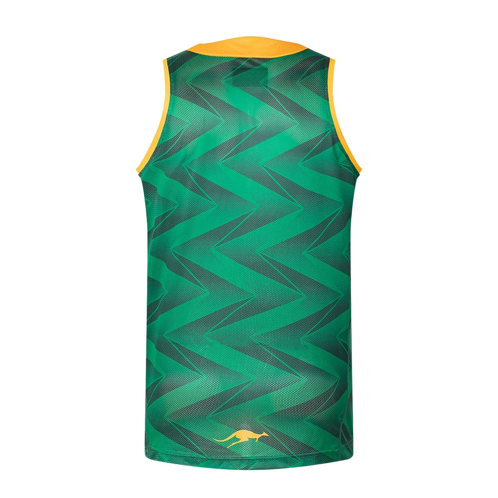 Canottiera da allenamento rugby Australia Kangaroos NRL verde con logo canguro.