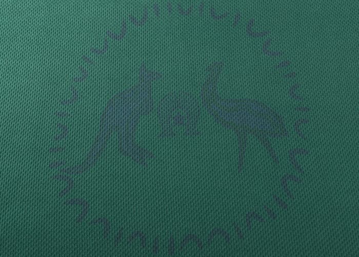 Maglia Rugby Australia 2025 verde con logo canguro stilizzato.