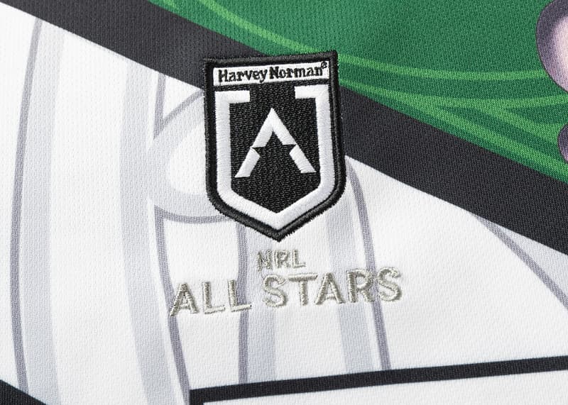 Maglia da casa NRL Maori All Stars 2025: maglia ufficiale della lega di rugby NZRL con il logo della squadra e lo sponsor Harvey Norman.