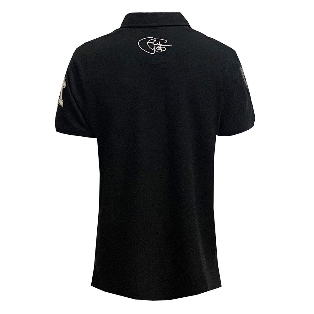Maglia polo rugby vintage nera Ellis Rugby, tributo a Jonah Lomu 1999.