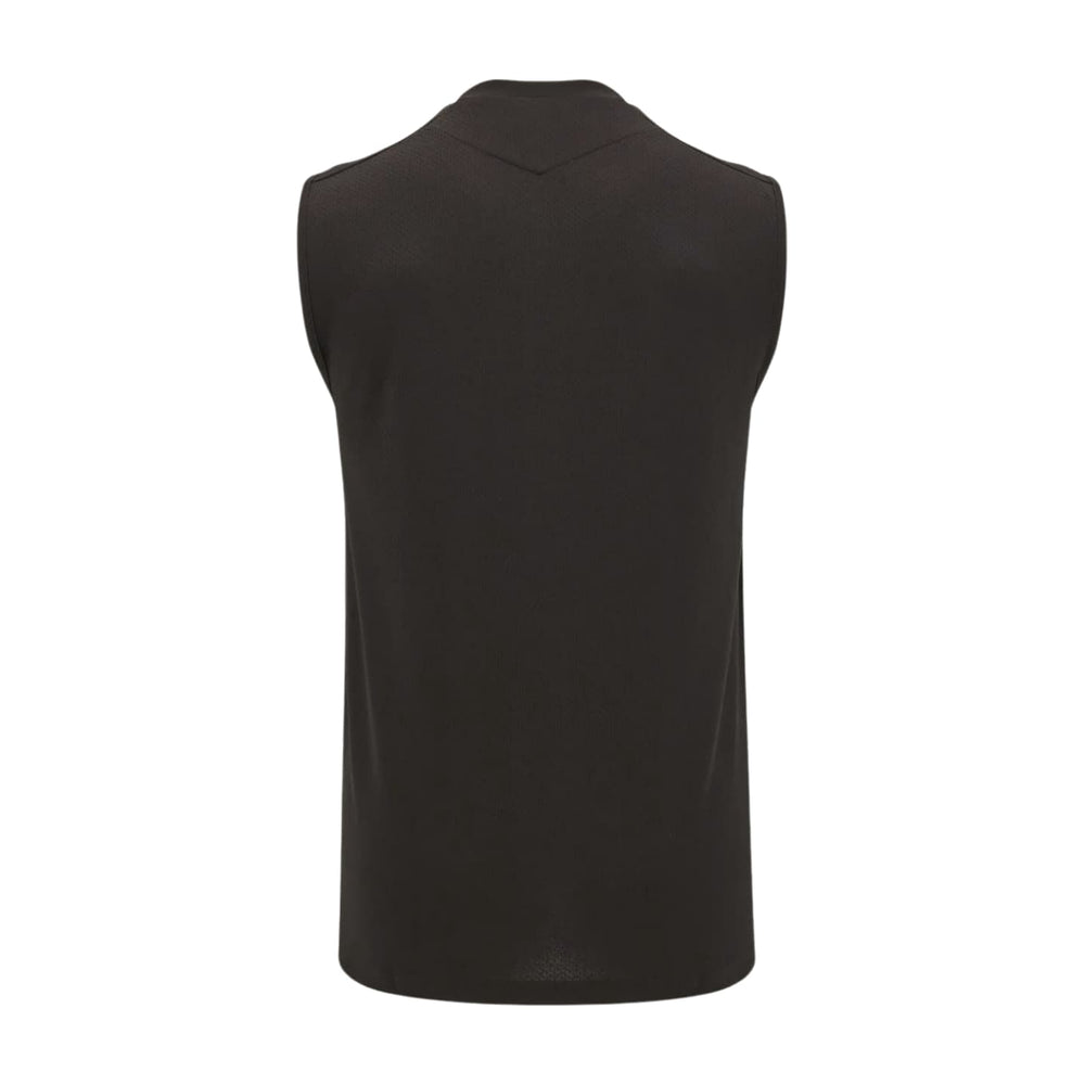 Maglia rugby smanicata Galles 2025 total black, vista posteriore.