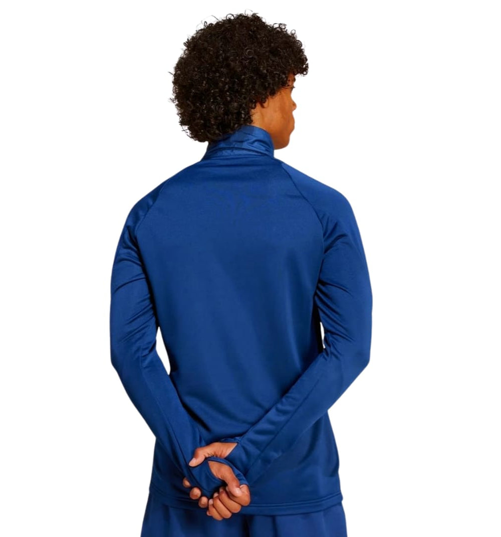 Adidas Felpa Rugby Francia Winterized: Giacca da rugby in pile blu da uomo, tessuto tecnico, vista posteriore.