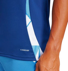 Maglia da rugby Adidas France: maglia da rugby ufficiale Aeroready senza maniche in blu navy con dettagli bianchi e azzurri.