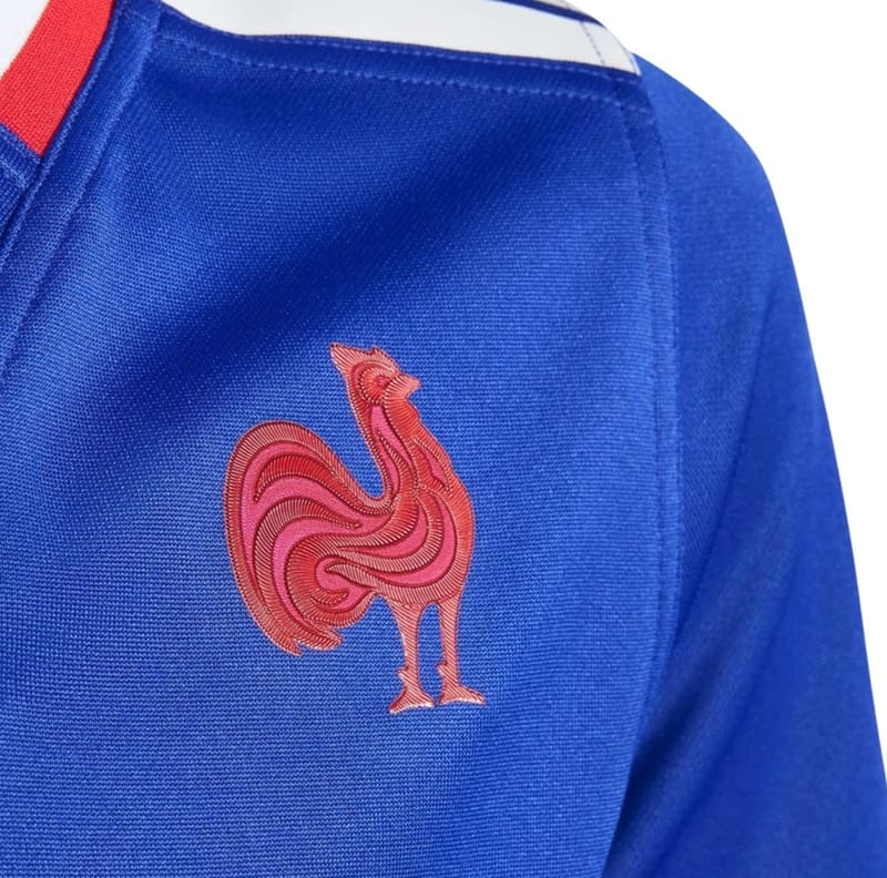 Maglia rugby Francia home 2026 ufficiale con gallo ricamato.