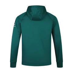 Felpa rugby Irlanda 2026 verde con cappuccio e mezza zip, logo Vodafone