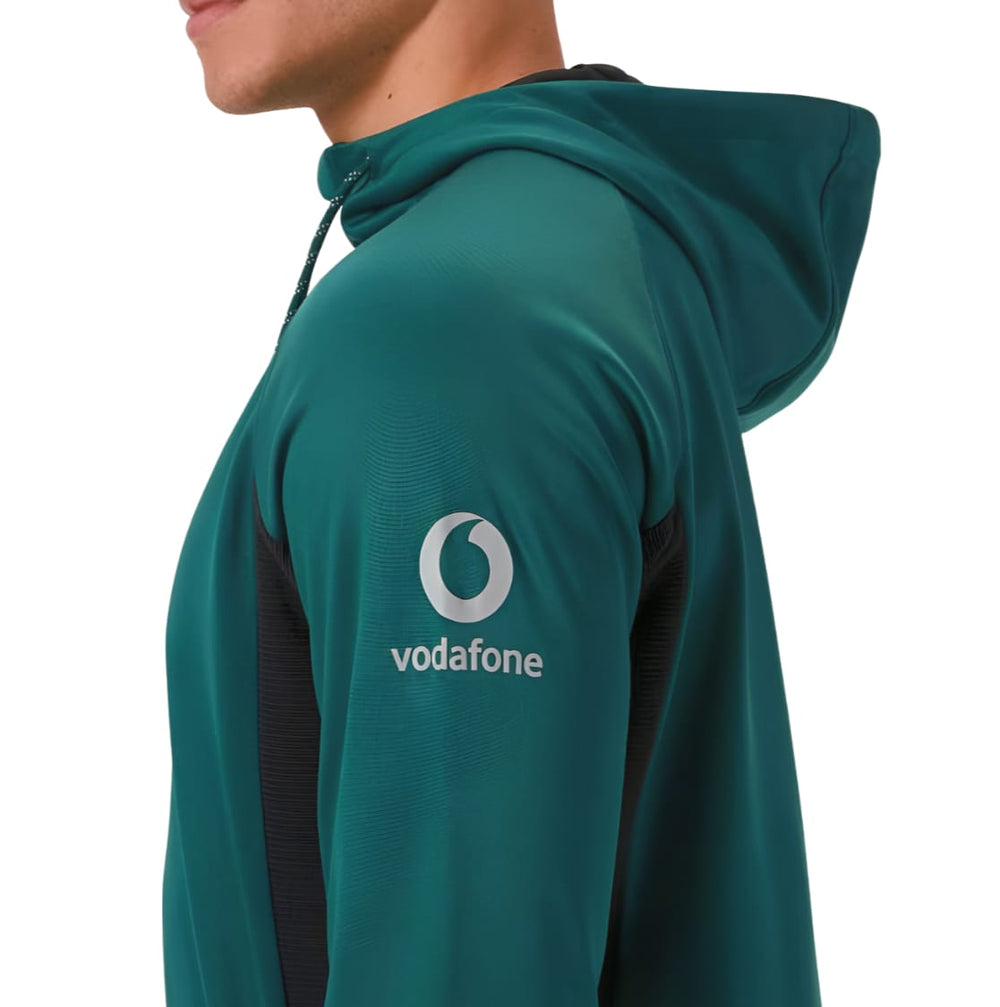 Felpa rugby Irlanda mezza zip verde con logo Vodafone