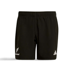 Pantaloncini da rugby Adidas All Blacks neri, gara 2026, con logo.