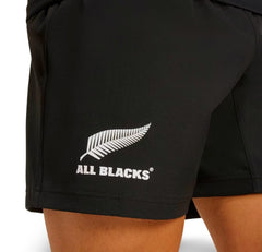 Pantaloncini da rugby All Blacks Adidas neri con logo felce argentata.