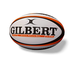 Pallone da rugby Gilbert Sei Nazioni Replica Ufficiale, bianco con dettagli arancioni, misura 5.