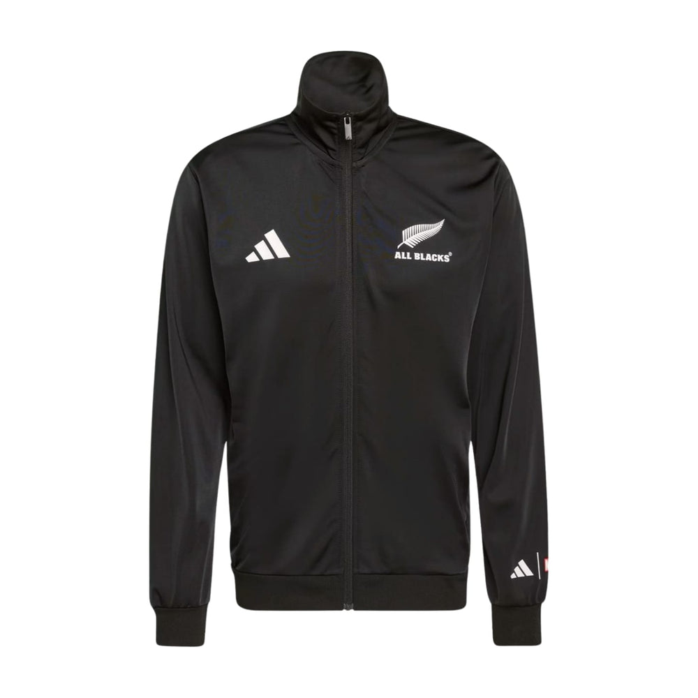 Giacca da allenamento da uomo All Blacks Adidas in poliestere nero con logo.