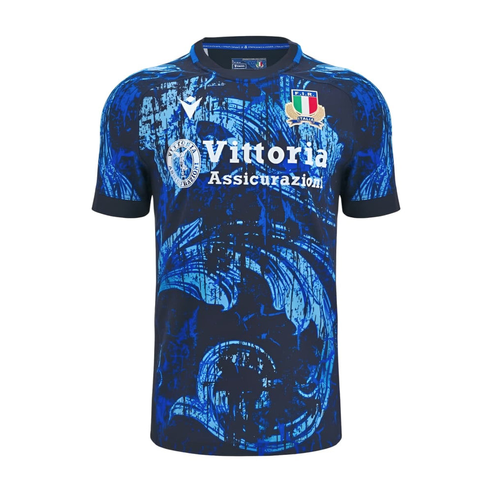 Maglia Rugby Italia Training allenamento 2025 Bambino: Blue Italy kids rugby training jersey, 2025 collection, unique graphic design