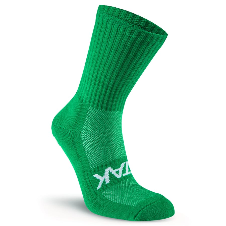 CALZA ATAK SHOX MID GRIP VERDE: Calzini sportivi verde brillante con inserti in rete traspirante per comfort e supporto.