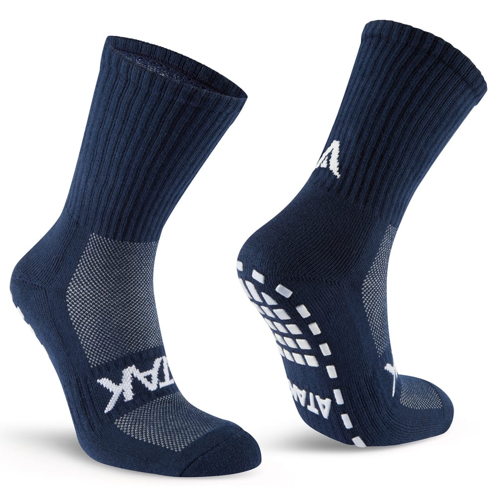Calze da rugby ATAK SHOX MID GRIP BLU con grip antiscivolo sul tallone.