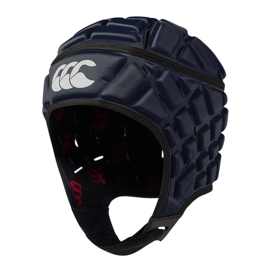 Caschetto da rugby Canterbury RAZE blu con logo bianco, protezione imbottita.