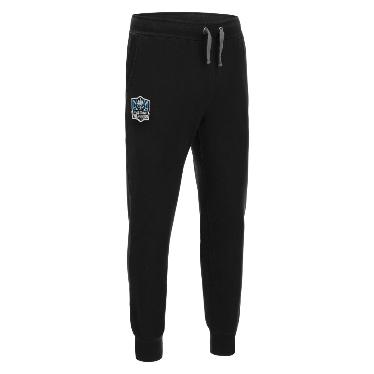 Pantaloni della tuta dei Glasgow Warriors: pantaloni da rugby in pile nero con logo della squadra