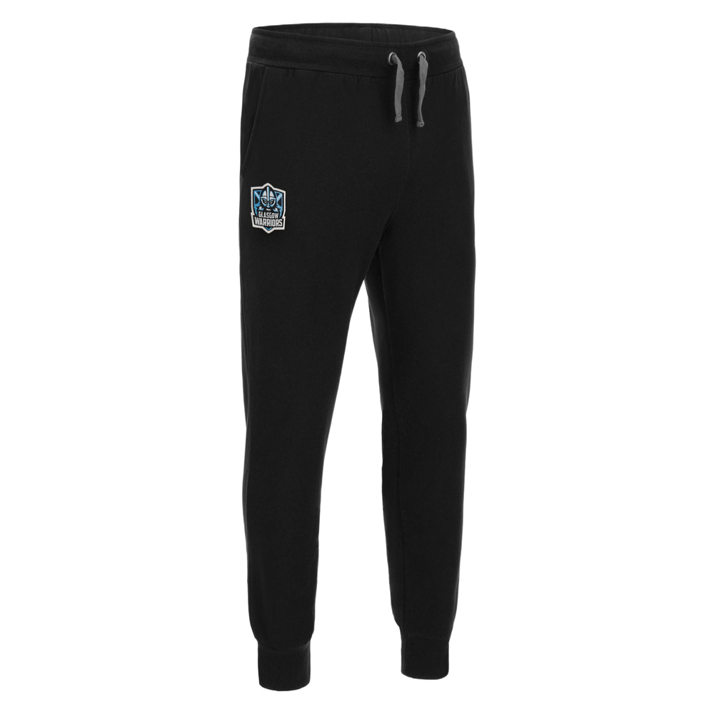 Pantaloni della tuta dei Glasgow Warriors: pantaloni da rugby in pile nero con logo della squadra