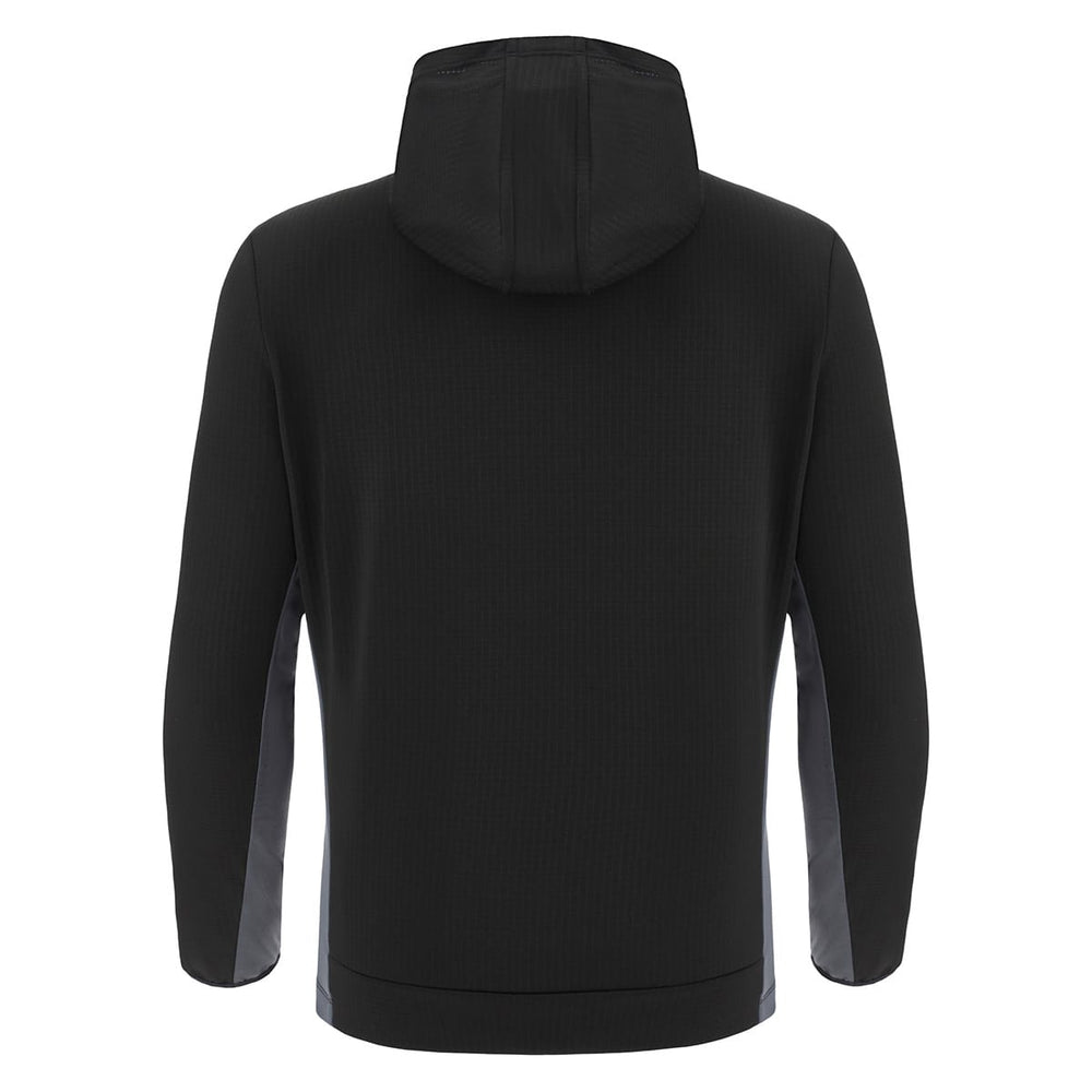 Felpa Barbarians con zip lunga e cappuccio, colore nero con inserti grigi.