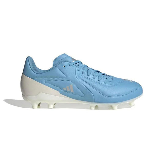 Scarpino da rugby Adidas RS-15 Elite FG celeste con fondo in gomma.