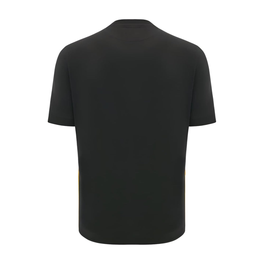 Maglia rugby Galles Travel 2025 total black in cotone, retro.