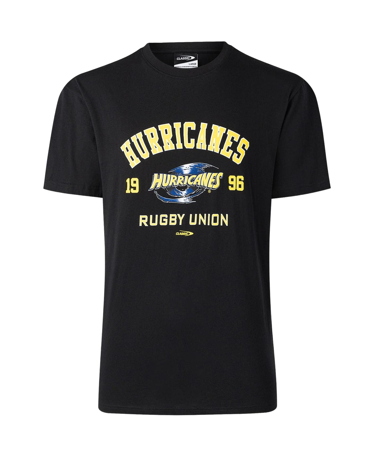 T-shirt nera rugby Hurricanes 1996, cotone, Super Rugby