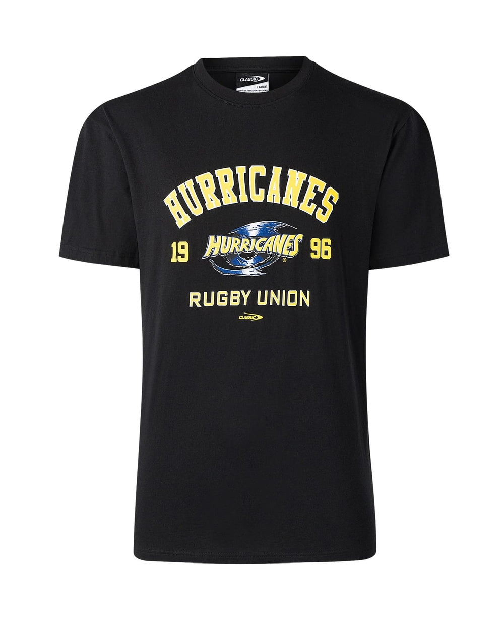 T-shirt nera rugby Hurricanes 1996, cotone, Super Rugby