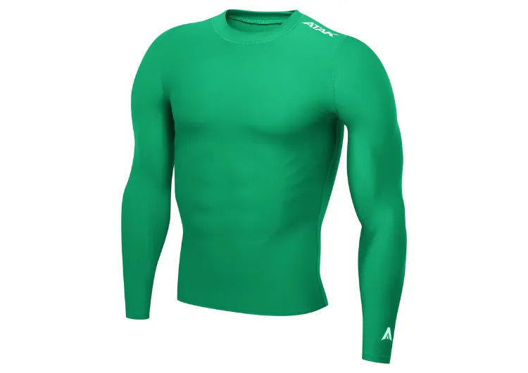 T-shirt compression verde smeraldo Atak Base Layer da uomo, manica lunga.