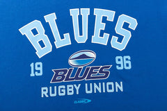 Maglietta rugby Auckland Blues 1996 cotone, logo e scritte sul davanti.