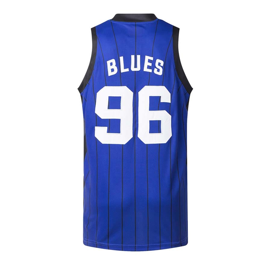 Canottiera da rugby ufficiale Blues numero 96 a righe blu.