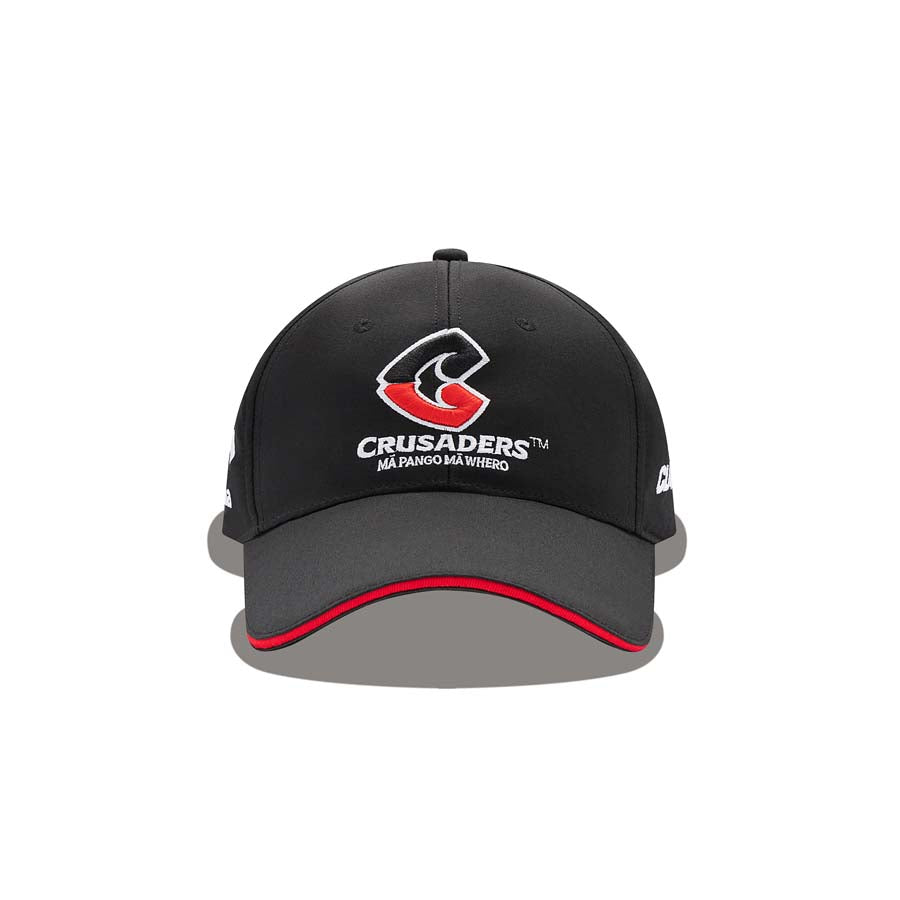 Cappellino da rugby ufficiale Crusaders nero e grigio con logo.