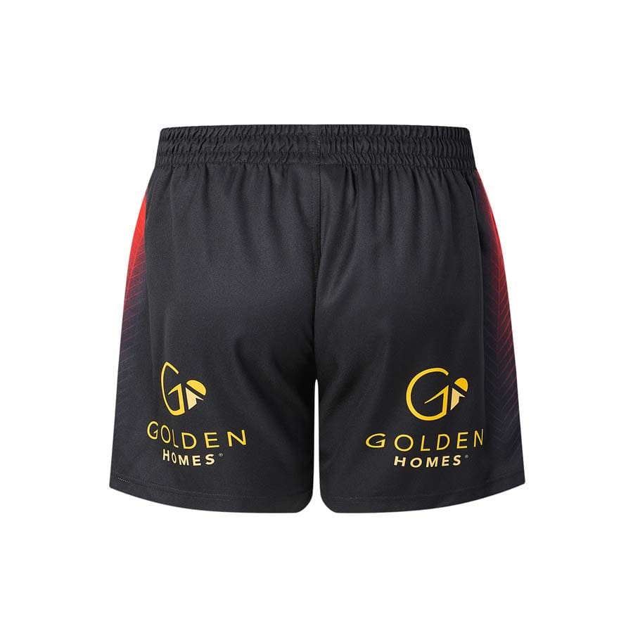 Pantaloncini da rugby Crusaders Home neri con logo dorato.
