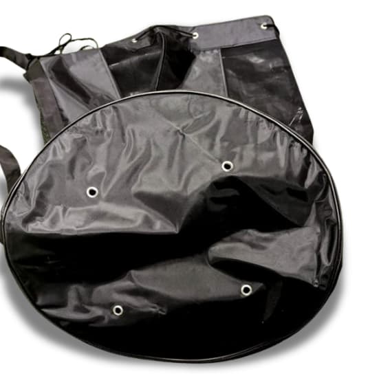 Sacca portapalloni Rugby RGR nera, rotonda e capiente, perfetta per trasportare palloni da rugby.