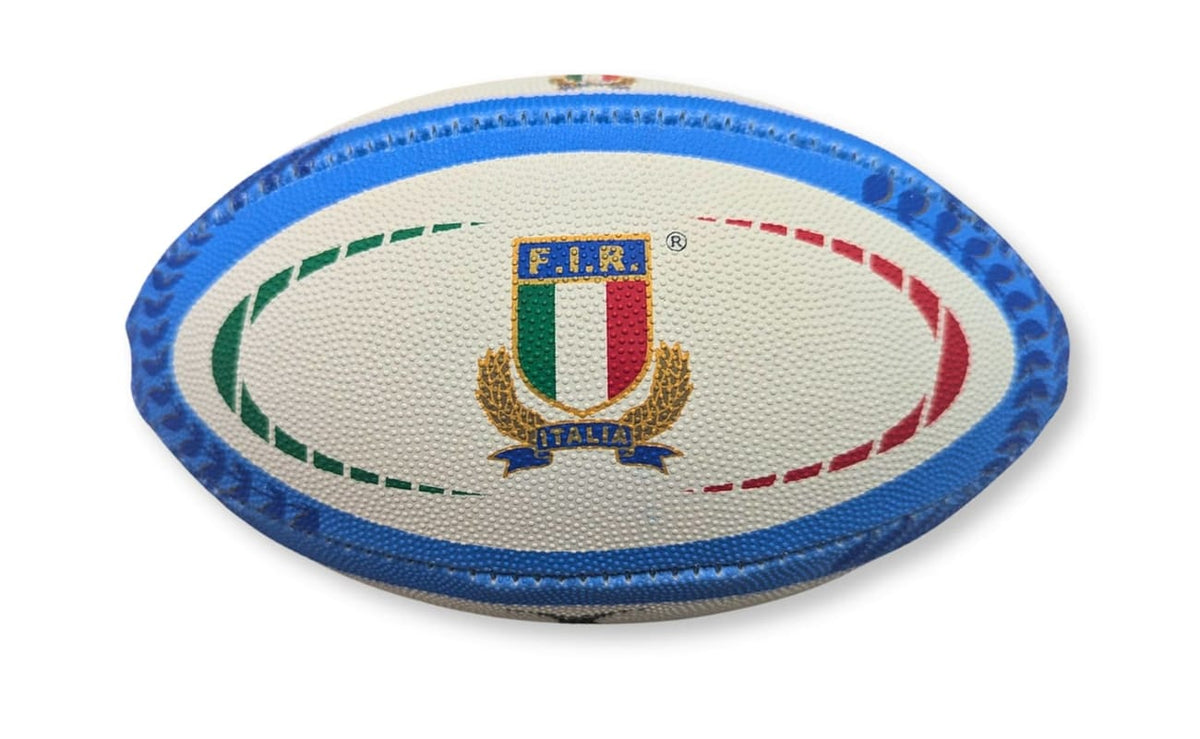 Pallone da rugby Mini Gilbert FIR Italia: mini pallone da rugby ufficiale con il logo della nazionale italiana di rugby