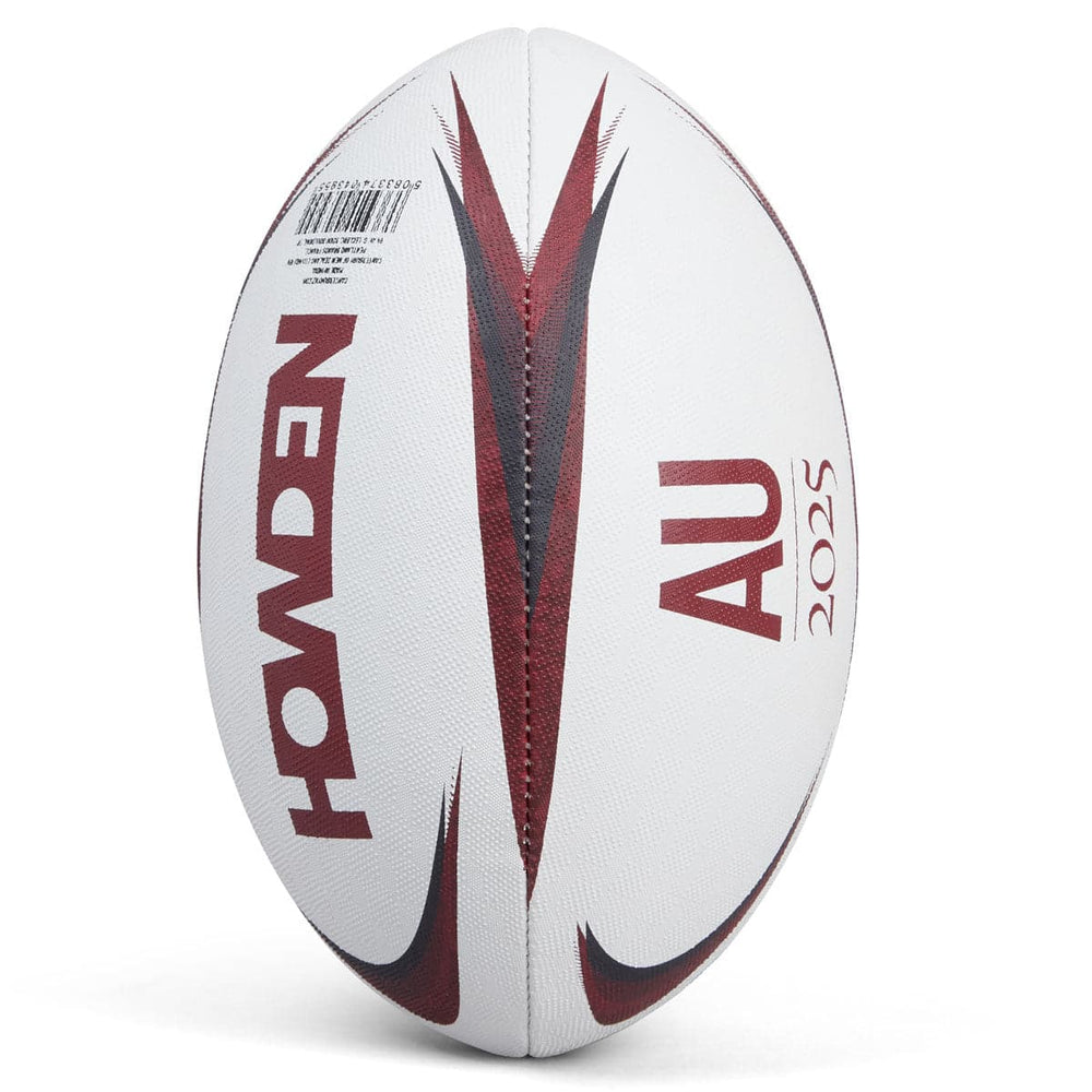Pallone da rugby Howden Pallone Rugby British & Irish Lions 2025: pallone da rugby ufficiale con design marrone e bianco.