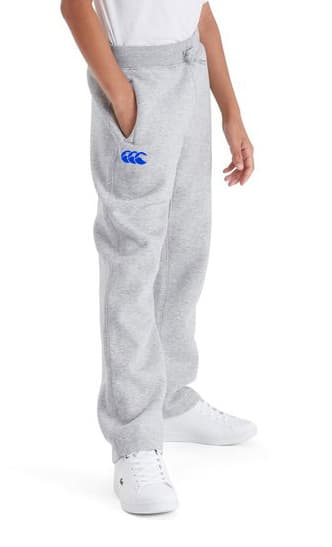 Canterbury Combination Grigio: pantaloni della tuta da rugby grigi da ragazzo con logo Canterbury blu