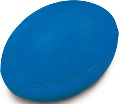 Palla da rugby in morbida gommapiuma blu, ideale per allenamenti e gioco.