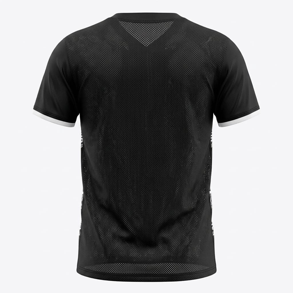 Maglietta da allenamento rugby Hurricanes bambino, nera con inserti in mesh traspirante.