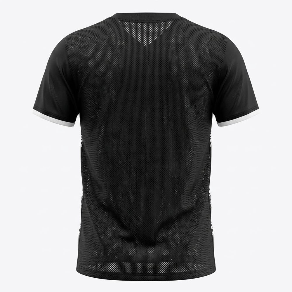 Maglietta da allenamento rugby Hurricanes bambino, nera con inserti in mesh traspirante.