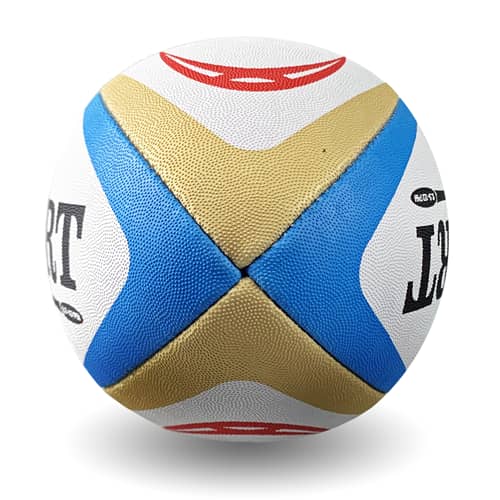 Pallone da rugby Gilbert IMPERIUM FIR Italia, bianco con dettagli blu e oro.