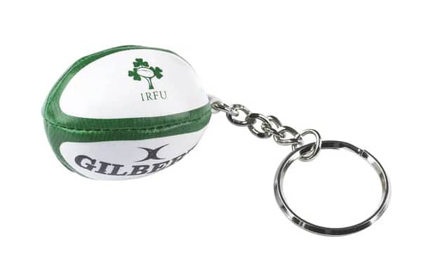 Official Ireland rugby ball keychain;  palloncino portachiavi irlanda ufficiale.  Gilbert rugby ball design.