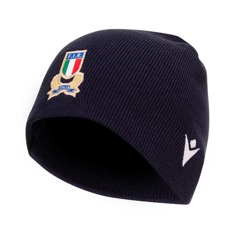 Zuccotto Rugby Italia FIR Blu 2024 Macron: Berretto in maglia blu navy con logo ricamato della Federazione Italiana Rugby