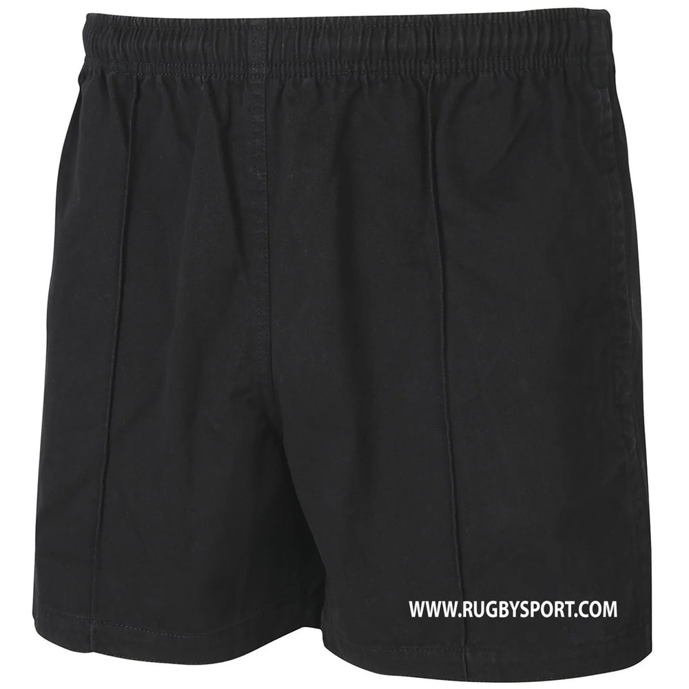Pantaloncini KIWI Pro Rugbysport in cotone nero, stile classico.