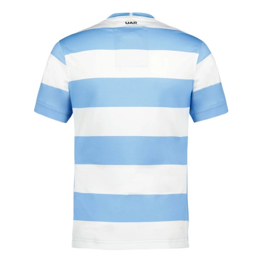 Maglia Rugby Argentina Pumas ufficiale home a strisce bianche e azzurre.