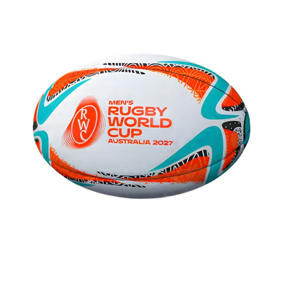 Pallone replica Rugby World Cup 2027 Australia, design ispirato alle culture aborigene.