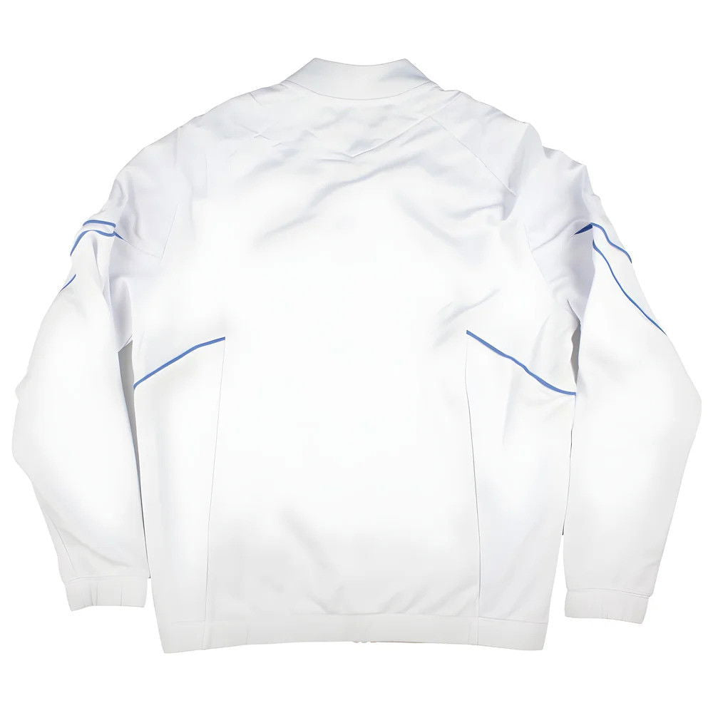 Giacca da viaggio Italia Rugby FIR 2026 bianca con zip lunga.