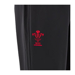 Pantalone da allenamento rugby Galles WRU nero con stemma rosso.