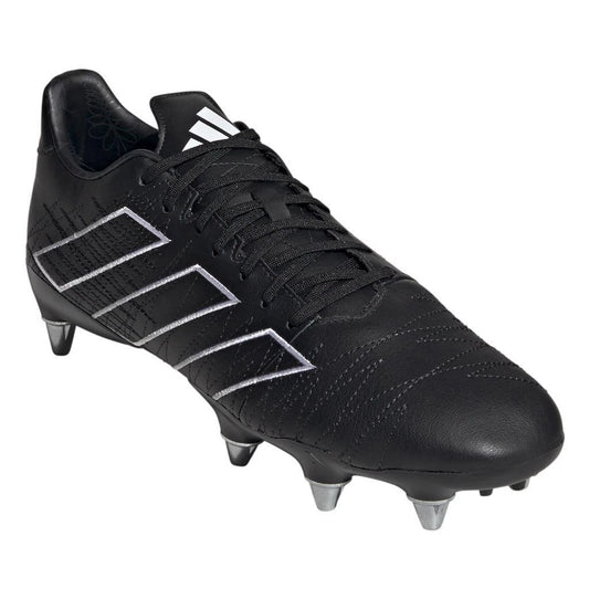 Scarpino da rugby Adidas Kakari Elite Total Black SG con tacchetti in metallo.