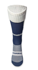 Calzini da rugby professionali Samurai: blu navy, dettagli bianchi, confezione da 3.
