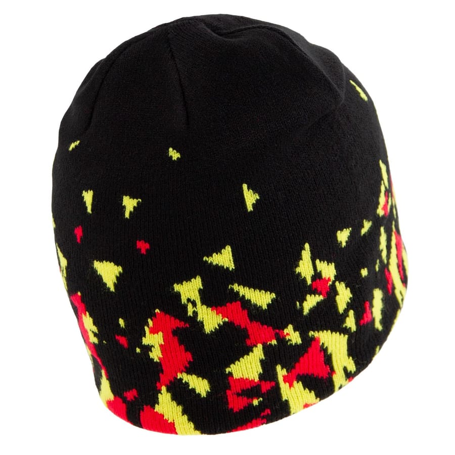 Zuccotto da rugby nero con motivo geometrico rosso e giallo, Zuccotto Rugby Galles 2026.