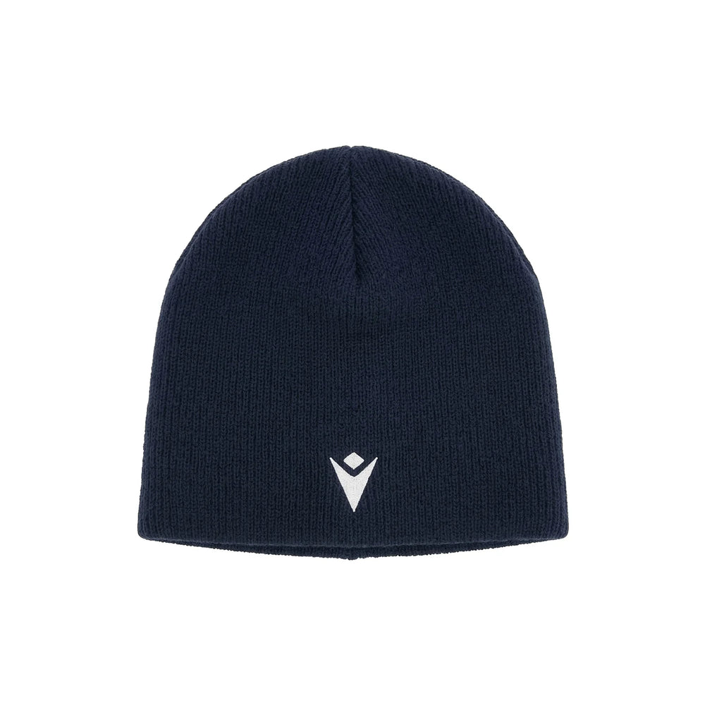 Zuccotto Macron blu navy, logo FIR bianco, collezione Rugby Italia 2025-26.